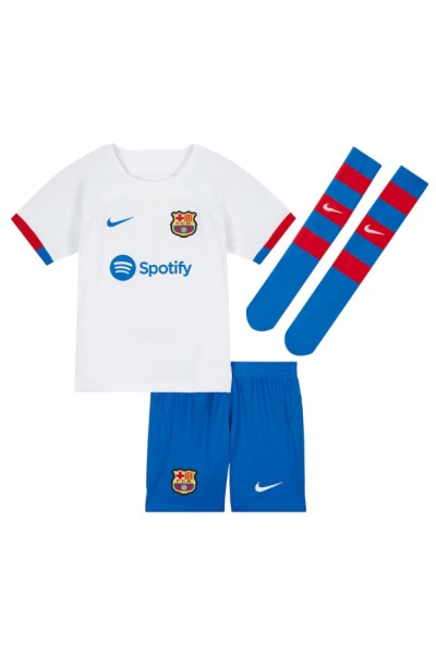 Fotbalové Dres Barcelona Frenkie de Jong #21 Dětské Venkovní Oblečení 2023-24 Krátký Rukáv (+ trenýrky)